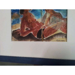 TABLEAU FEMMES PLAGE PARASOL   ED RIGHETTI 