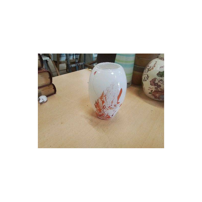 VASE PATE DE VERRE BLC ORANGÉ VERRERIE DE SOIZY