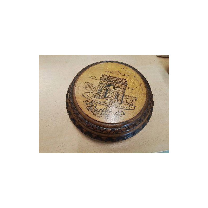 BOITE BOIS ANCIENNE DECOR ARC DE TRIOMPHE