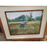 PEINTURE M. GUICHARD CHAMP DE COQUELICOTS  +ÉPOUVANTAIL 