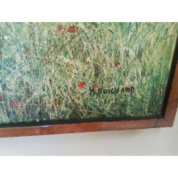 PEINTURE M. GUICHARD CHAMP DE COQUELICOTS  +ÉPOUVANTAIL 