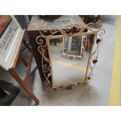 MIROIR METAL CREME FLEURS...