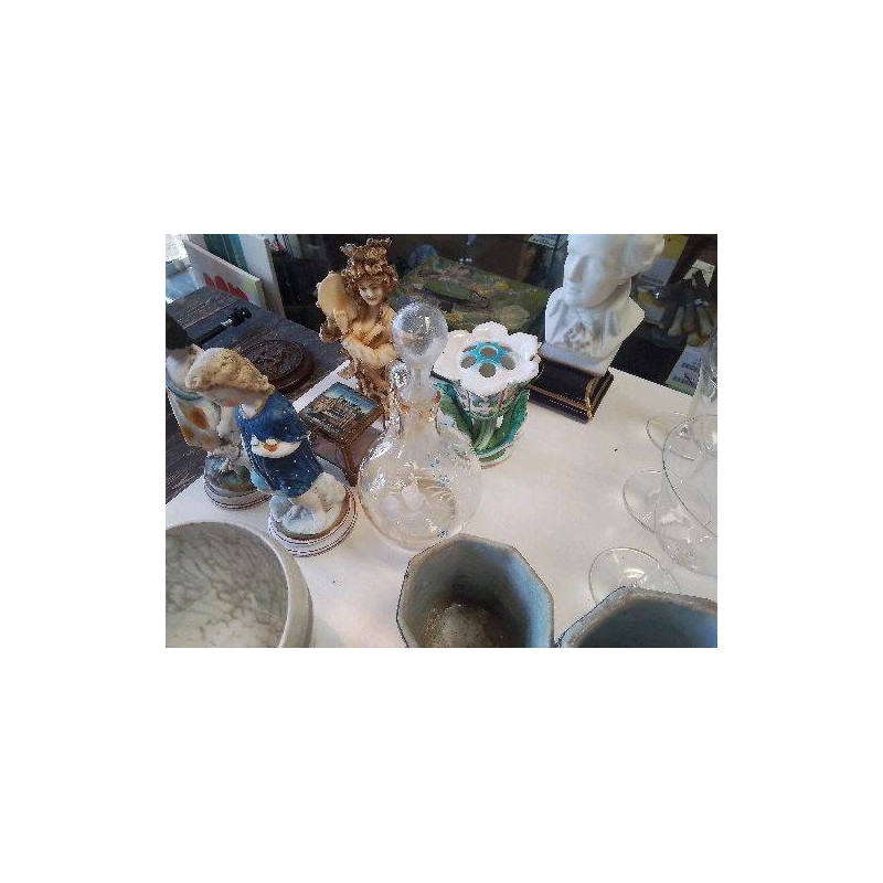 CARAFE ANC ÉMAILLÉE FLEURS BLC
