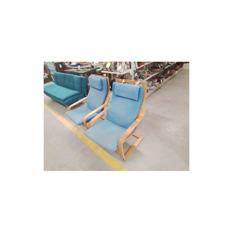 FAUTEUIL IKEA POANG TISSU BLEU 