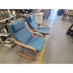 FAUTEUIL IKEA POANG TISSU BLEU 