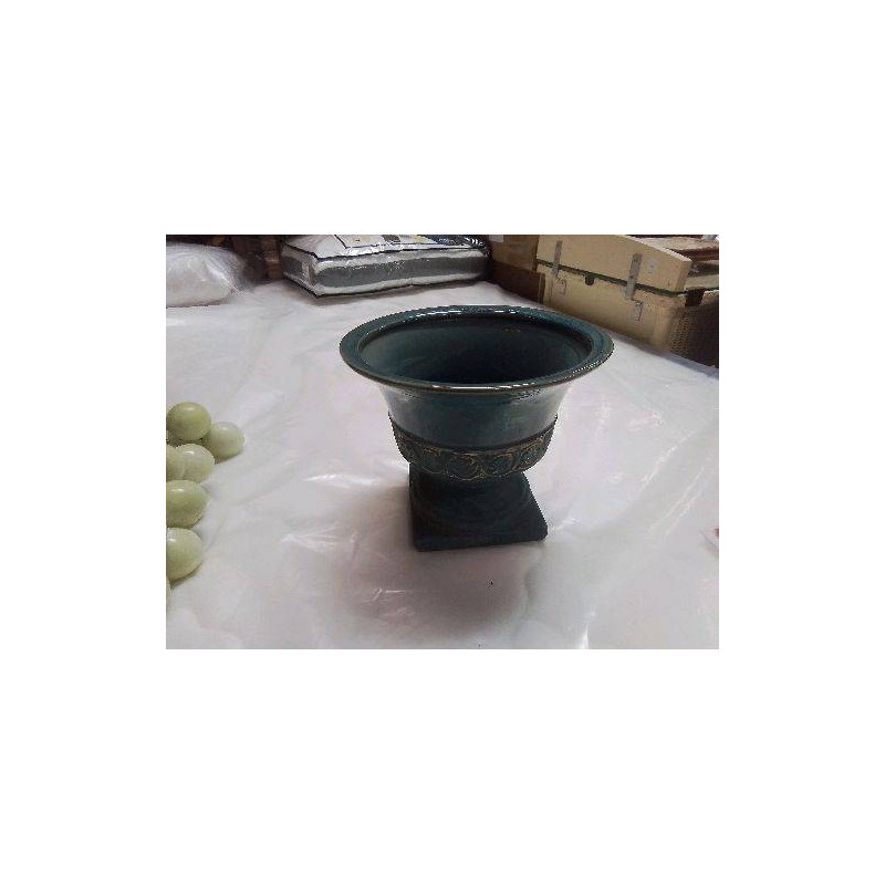 CACHE POT CERAMIQUE BLEU FORME COUPE 