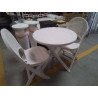 SALON DE JARDIN 2 CHAISES 1 TABLE RONDE PVC BLANC