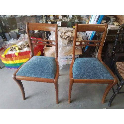 CHAISE BOIS ASSISE TISSU BLEU 