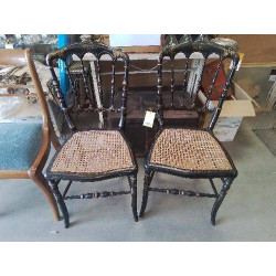 CHAISE BOIS PEINT NOIR DORÉ...