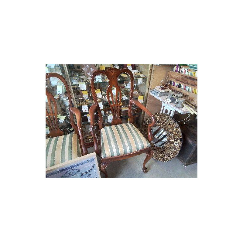 FAUTEUIL BOIS ASSISE TISSU BEIGE ET VERT