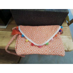 SAC TISSU ORANGE BLANC...