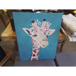 TOILE GIRAFE FLEURS