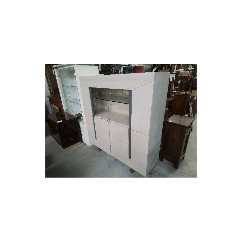VITRINE MODERNE CHENE BLANCHI GRIS+ACC