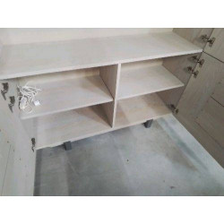 VITRINE MODERNE CHENE BLANCHI GRIS+ACC