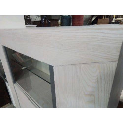 VITRINE MODERNE CHENE BLANCHI GRIS+ACC