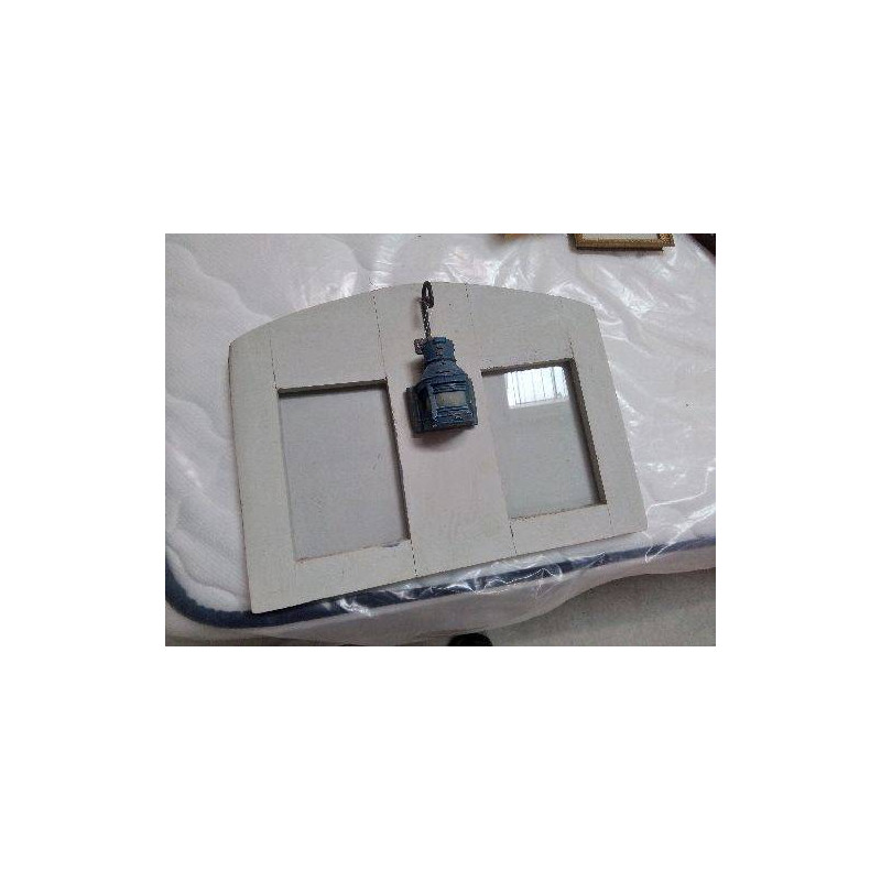 CADRE 2 PHOTOS BEIGE DECOR LANTERNE BLEU 