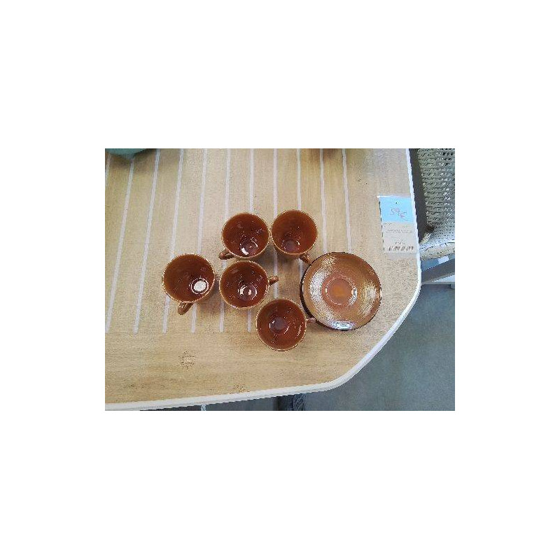 LOT 5 TASSES SOUCOUPES BEIGES ARCOPAL