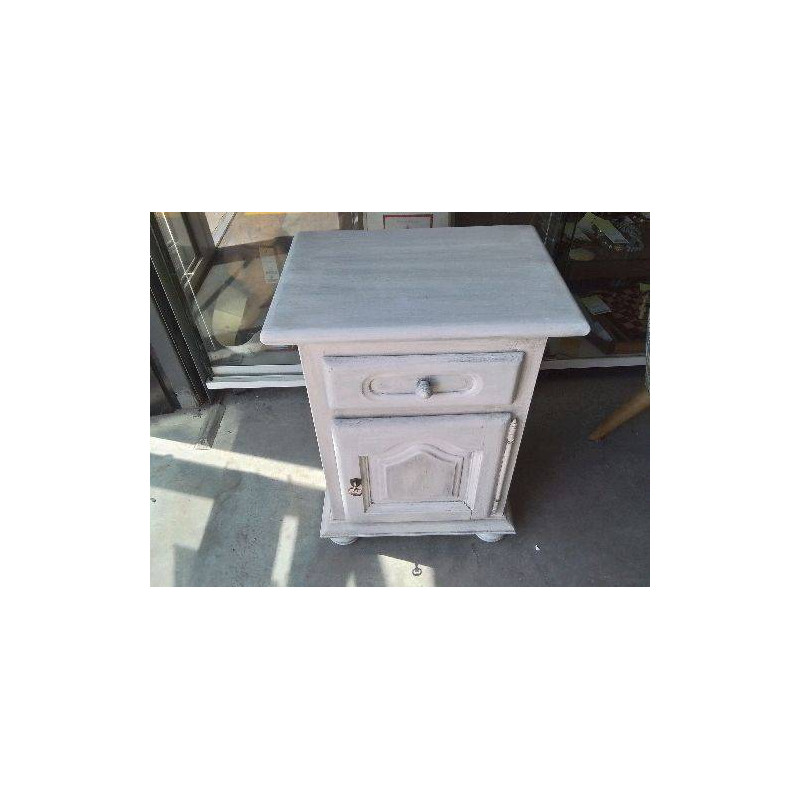 CHEVET PORTE TIROIR PEINT GRIS CLE C7