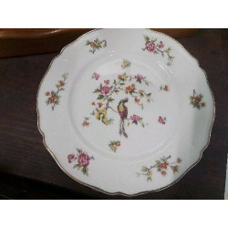 LOT DE 4 ASSIETTES PORCELAINE LIMOGES DÉCO OISEAU FLEURS 