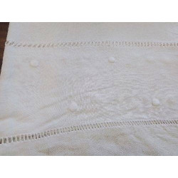 DRAP ANCIEN 2 PERS DECOR BRODE ET AJOURE