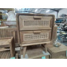 DN03-CHEVET TECK ROTIN 2 TIROIRS 50/40/HT 55 CM