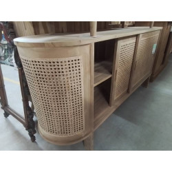 BUFFET OVALE TECK ROTIN 2 PORTES 180/45/HT 80 CM