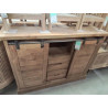 CANIND03-MEUBLE TECK 2 PORTES 3 TIROIRS 120/45/HT 90 CM