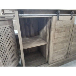 CANIND03-MEUBLE TECK 2 PORTES 3 TIROIRS 120/45/HT 90 CM