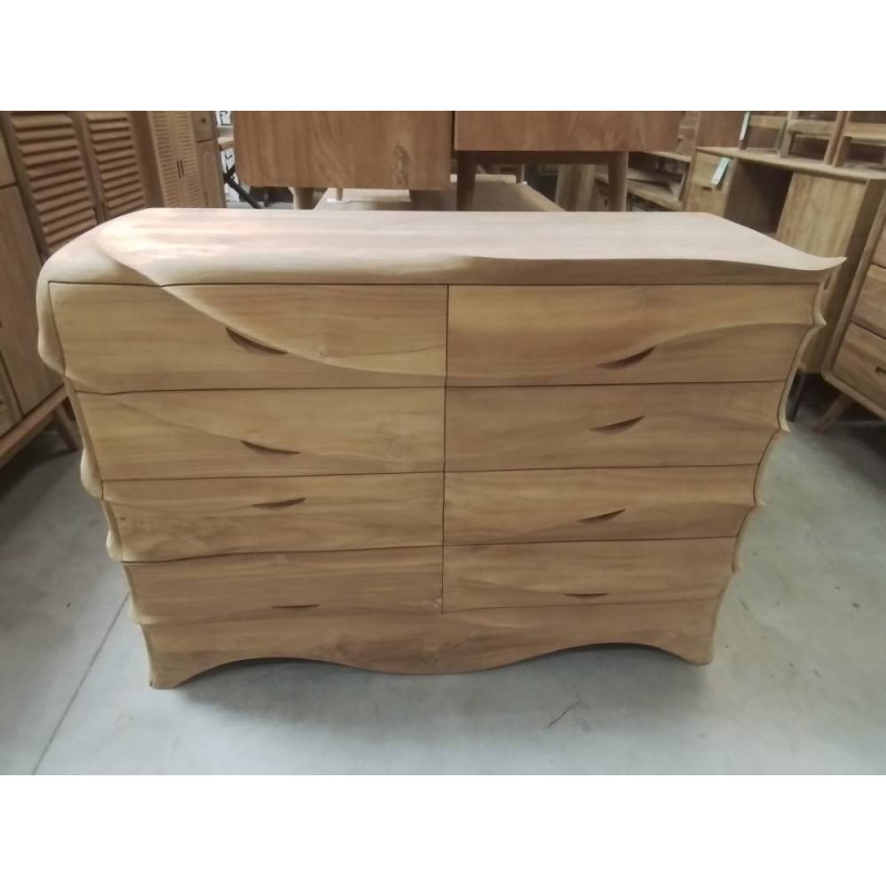 DN10-COMMODE TECK 8 TIROIRS 120/40/HT 85 CM SUR COMMANDE