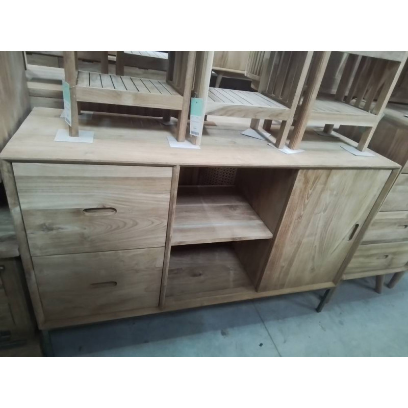 MEUBLE TV TECK 2 PORTES 2 ETAGERES 130/45/85 CM