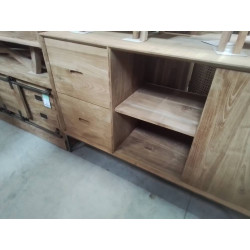 MEUBLE TV TECK 2 PORTES 2 ETAGERES 130/45/85 CM