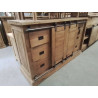 ME608-MEUBLE TECK METAL PORTES TIROIRS 138/40/89 CM