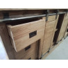 ME608-MEUBLE TECK METAL PORTES TIROIRS 138/40/89 CM