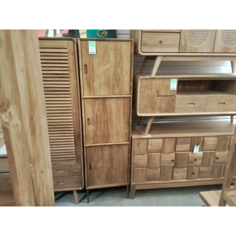 MEUBLE COLONNE TECK 3 PORTES 50/45/180 CM