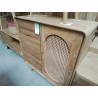 DN08-MEUBLE TECK ROTIN 4 TIROIRS / PORTE 90/45/HT 100CM