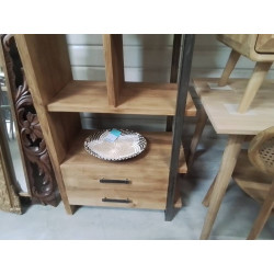 MEUBLE ETAGERE TECK 2 TIROIRS 70/40/180 CM