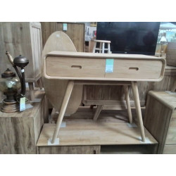BUREAU CONSOLE TECK 2 TIROIRS