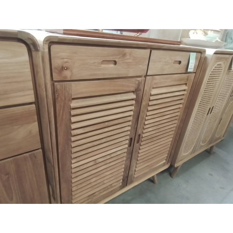 DN12-MEUBLE TECK  2 PORTES 2 TIROIRS 100/40/HT 120 CM