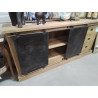 ME602-MEUBLE TV TECK 6 TIROIRS 2 PORTES METAL STYLE INDUS 138X40X87