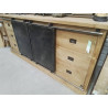 ME602-MEUBLE TV TECK 6 TIROIRS 2 PORTES METAL STYLE INDUS 138X40X87