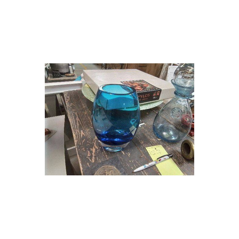 VASE VERRE SOUFFLÉ BLEU
