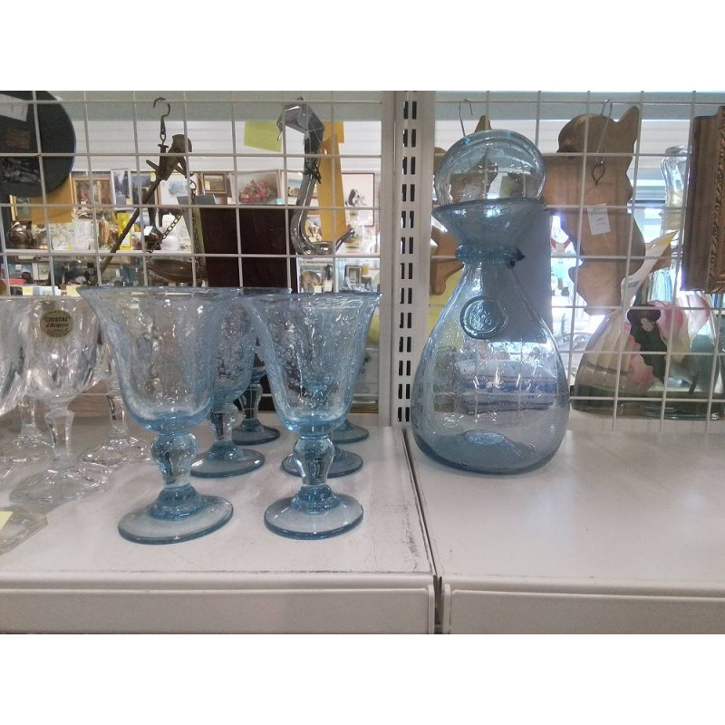 LOT 6 VERRES BLEU BIOT