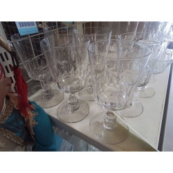 LOT 6 VERRES FACETTES CRISTAL ANCIEN