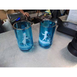 DUO TASSES BLEU ÉMAILLÉ BLANC