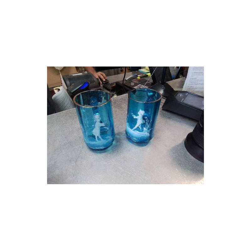 DUO TASSES BLEU ÉMAILLÉ BLANC