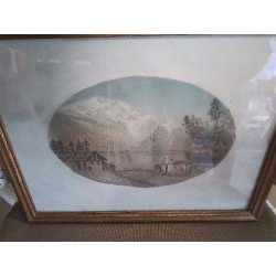CADRE DESSIN 1878 MONTAGNES...