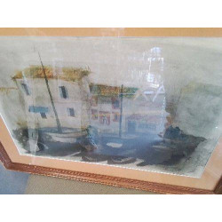 TABLEAU ST TROPEZ FOND NOIR...