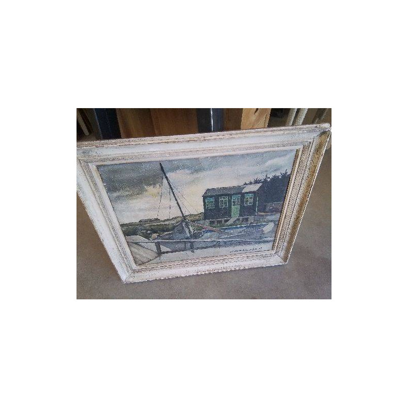 TABLEAU PORT BATEAU J TESSIER LAMAZERE 1957