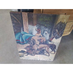 TABLEAU CHEVAL CHIENS 