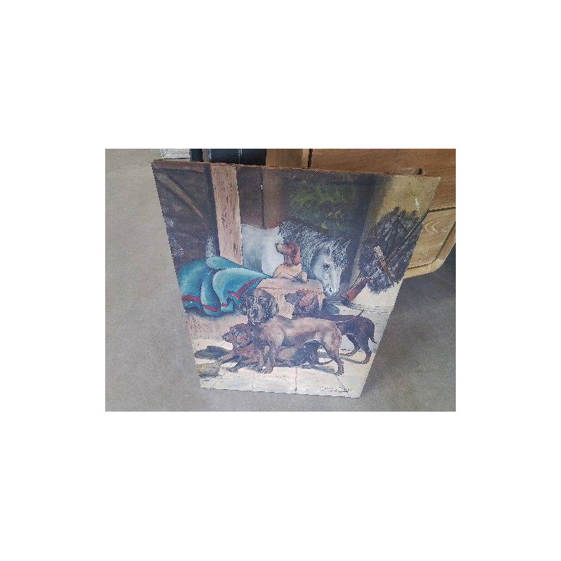 TABLEAU CHEVAL CHIENS 